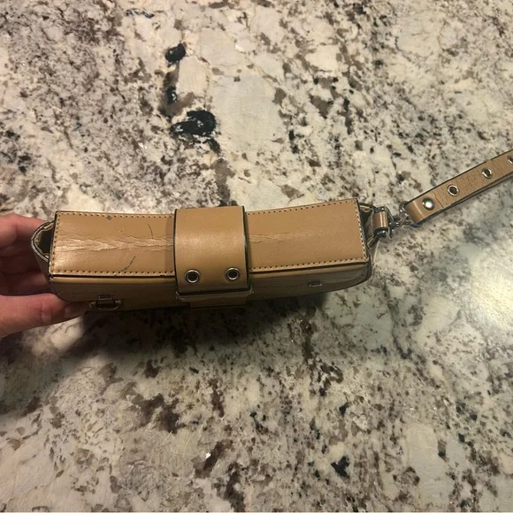 Tan Leather Clutch with Silver Accents - Picture 2 of 7